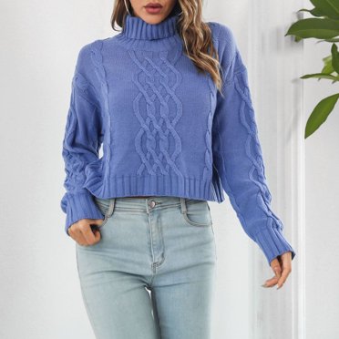 EGNMCR Turtleneck Sweater for Women,Sweaters for Women Fashion Women Casual Solid Color High Collar Long Sleeve Sweater Women Sweater