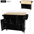 thumbnail image 4 of Modern Kitchen Island on 5 Wheels with Storage Cabinet and Drop-Leaf Countertop, Kitchen Cart with Cabinet Door Internal Storage Racks and 3 Drawers for Dinning Room (Black), 4 of 9