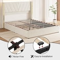 thumbnail image 4 of GloryStar Upholstered Bed Frame with 4 Storage Drawers and RGB LED Lights, Velvet Platform Bed Frame with Wingback Headboard, Modern Luxury Bed for Bedroom, White, 4 of 6