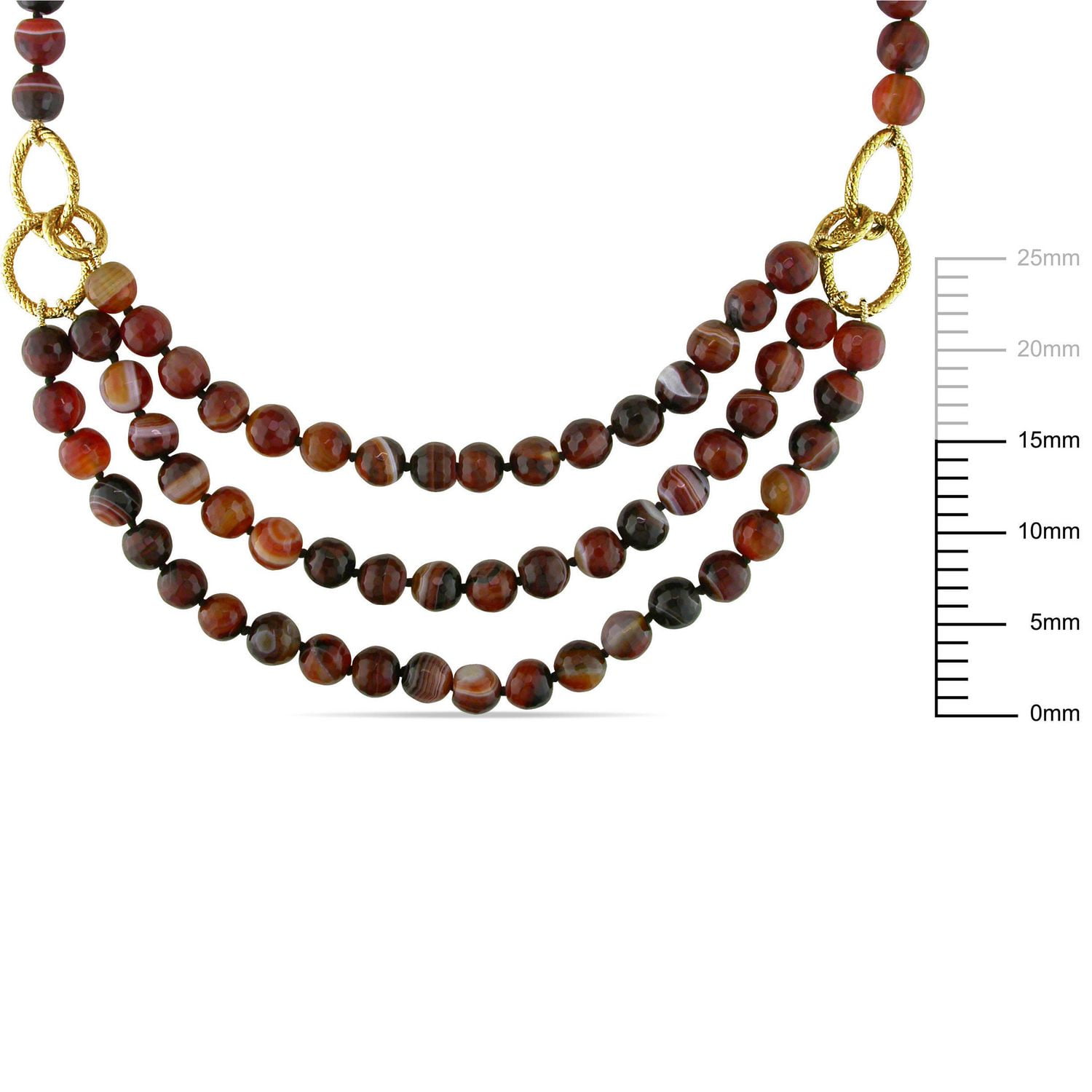 Tangelo Multi-Brown Agate Goldtone 3-Strand Beaded Necklace, 18"