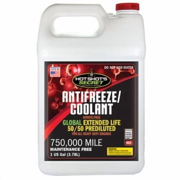Hot Shot s Lubrification Secrète Spécialités Liquide de Refroidissement de Moteur 1G750KR5050 50-50 Mélangé à de l'Eau Distillée; Rouge; Durée de Vie de 750000 Miles; Bouteille de 1 Gallon; Simple