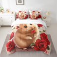 thumbnail image 2 of Ensemble Douillette Cavy 7 Pcs Lit Tout-en-un Simple, Ensembles de Literie Kawaii Cochon d'Inde Roses Rouges Ensembles de Literie Douillette, Mignon Ensemble de Draps Animaux Sauvages avec Douillette, 2 of 6