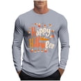 thumbnail image 3 of YOIAVAIOY T-Shirts à Manches Longues pour Hommes de Fête T-Shirt Graphique Fantôme à Manches Longues Col Rond Chandail d'Halloween Hauts de Mode d'Automne Gris TG, 3 of 6