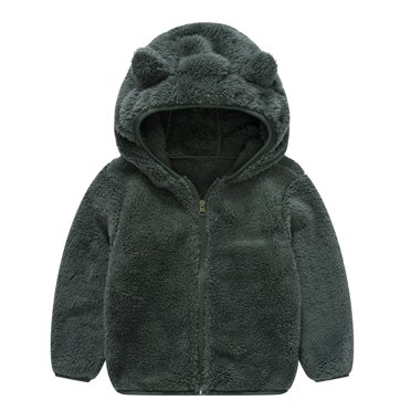 Toddler Winter Fleece Jacket with Hooded Cute Cartoon Printed Solid Long Sleeve Baby Snow Suit for Baby 18-24 Months Baby Clothes