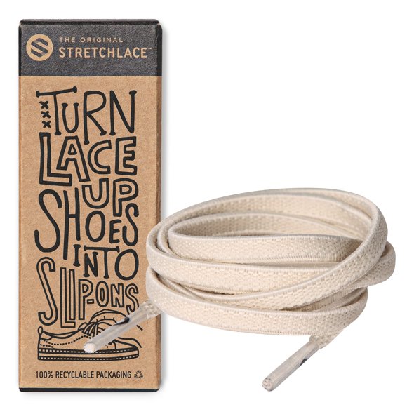 THE ORIgINAL Lacets Élastiques Plats, Lacets Extensibles pour Espadrilles Adultes, Lacets Élégants pour Personnes Âgées, Enfants et Personnes avec Besoins Spéciaux, Ivoire, 30 Po