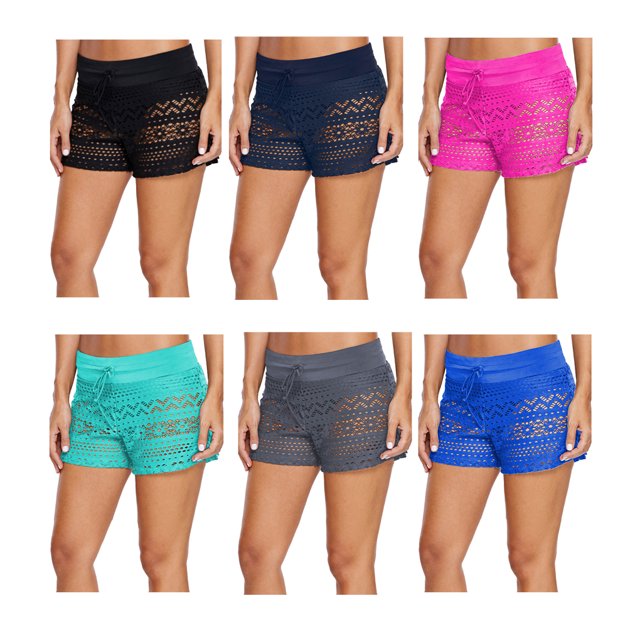 Ruiboury Bas Femmes Shorts en Dentelle Noirs à la Mode Résistants à l'Usure Maillots de Bain Caleçons Courts Maillot de Bain Réutilisable Aguichant Bleu Foncé TG 1Ensemble