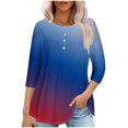 thumbnail image 1 of Pisexur Womens Plus Size Sweatshirt Gradients 3/4 Length Sleeve Tops Fall V-Neck Blouses Spring Ruffle Sleeve Tunic T-Shirts Dressy Casual, 1 of 4