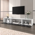 thumbnail image 3 of Homy Casa High-Gloss TV Stand with LED Lighting, White & Black, 3 of 12