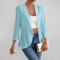 thumbnail image 4 of Frostluinai Womens Cardigans 3/4 Sleeve Hollow Out Eyelet Cardigans Open Front Solid Lightweight Cardigans Casual Draped Ruffle Cardigans, 4 of 9