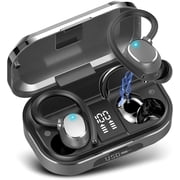 Wireless Earbuds, Bluetooth 5.3 Sport Headphones with Ear Hooks, 128H Playtime, LED Display, IPX7 Waterproof for Gym/Running/Workout, Gray