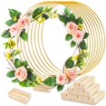 thumbnail image 1 of 15 Set 12 Inch Metal Floral Hoop Wreath Macrame Large Hoop Centerpiece with Stand Gold Craft Hoop Rings Round Dream Catcher Rings for DIY Wedding Wreath Table Decorations Centerpiece Macrame Crafts, 1 of 6
