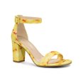 thumbnail image 1 of BLISSFUL STEP Women's Shoes Solid Color Open Toe Block High Heels Summer Sandals Yellow 7, 1 of 7