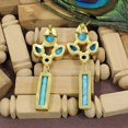 thumbnail image 5 of Blue Copper Turquoise &Lapis Lazuli Stone Flower Gold Plated Earrings For Women, 5 of 5
