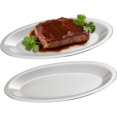 thumbnail image 1 of SANQIAHOME 9.9x6.1 Inch Thick Stainless Steel Dinner Plate 2-Piece Set, Egg-Shaped Appetizer Plate,Silver, 1 of 9