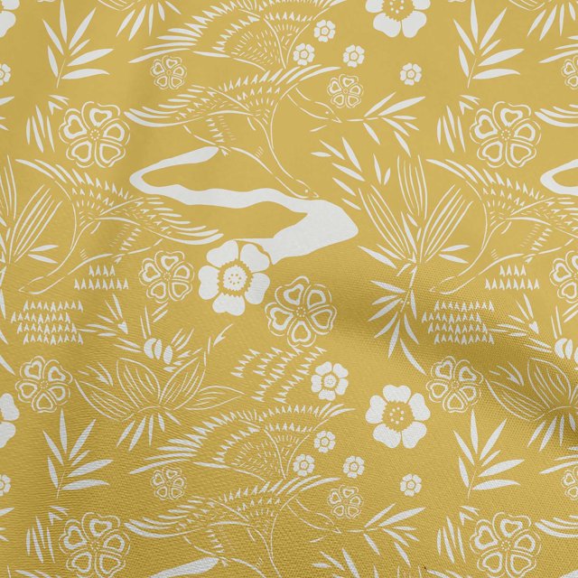 oneOone Rayon Yellow Fabric Asian Japanese Pattern Craft Projects Decor Fabric Printed By The Yard 56 Inch Wide