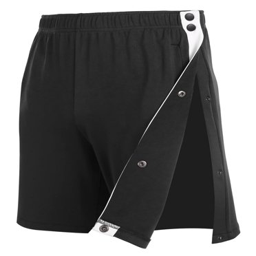 LEEYNEER Unisex Tear Away Shorts Mens Post Surgery Adaptive Clothing Leg Side Open Shorts Soft After Surgery Hospital Gowns