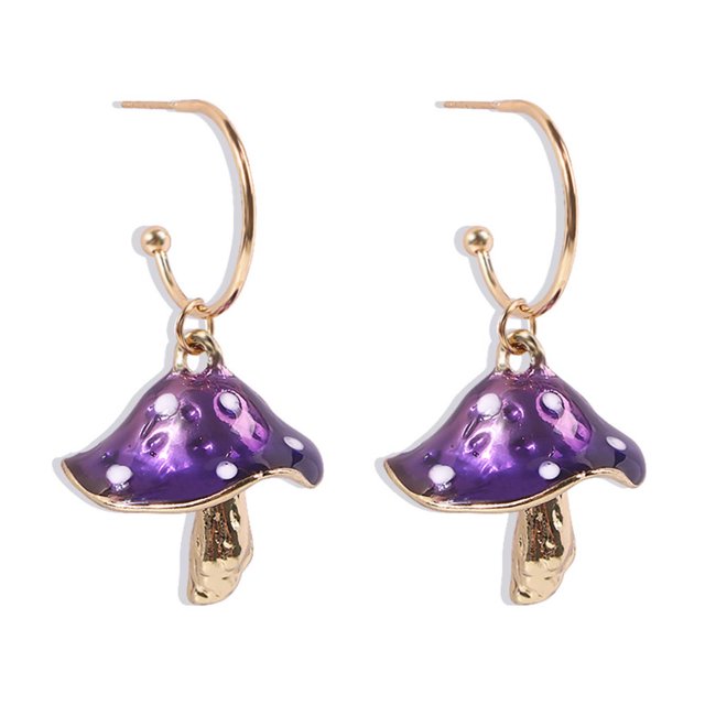 Boucles d'Oreilles Créatives Mignonnes Petits Champignons Huile Gouttes d'Oreilles Colorées