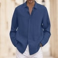 thumbnail image 2 of Kcodviy Homme Été Uni Décontracté Chemises Western Hommes Grande Taille Chemise Ample Chemise Dragon Hommes Col Rabattu Combinaison Homme Chemise à Manches Longues, 2 of 5