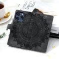 thumbnail image 3 of Flip Case for iPhone 16 Pro, Totem Embossed Flowers Premium PU Leather Wallet Folio Cover with Card Holder Kickstand Compatible with iPhone 16 Pro - Gray, 3 of 14