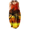 thumbnail image 1 of Robe Longue d'Été pour Femme à Col Rond, Imprimée, Sans Manches, Grande Taille, à Enfiler, à Bretelles Spaghetti, Longue Robe Maxi avec Poches, 1 of 4