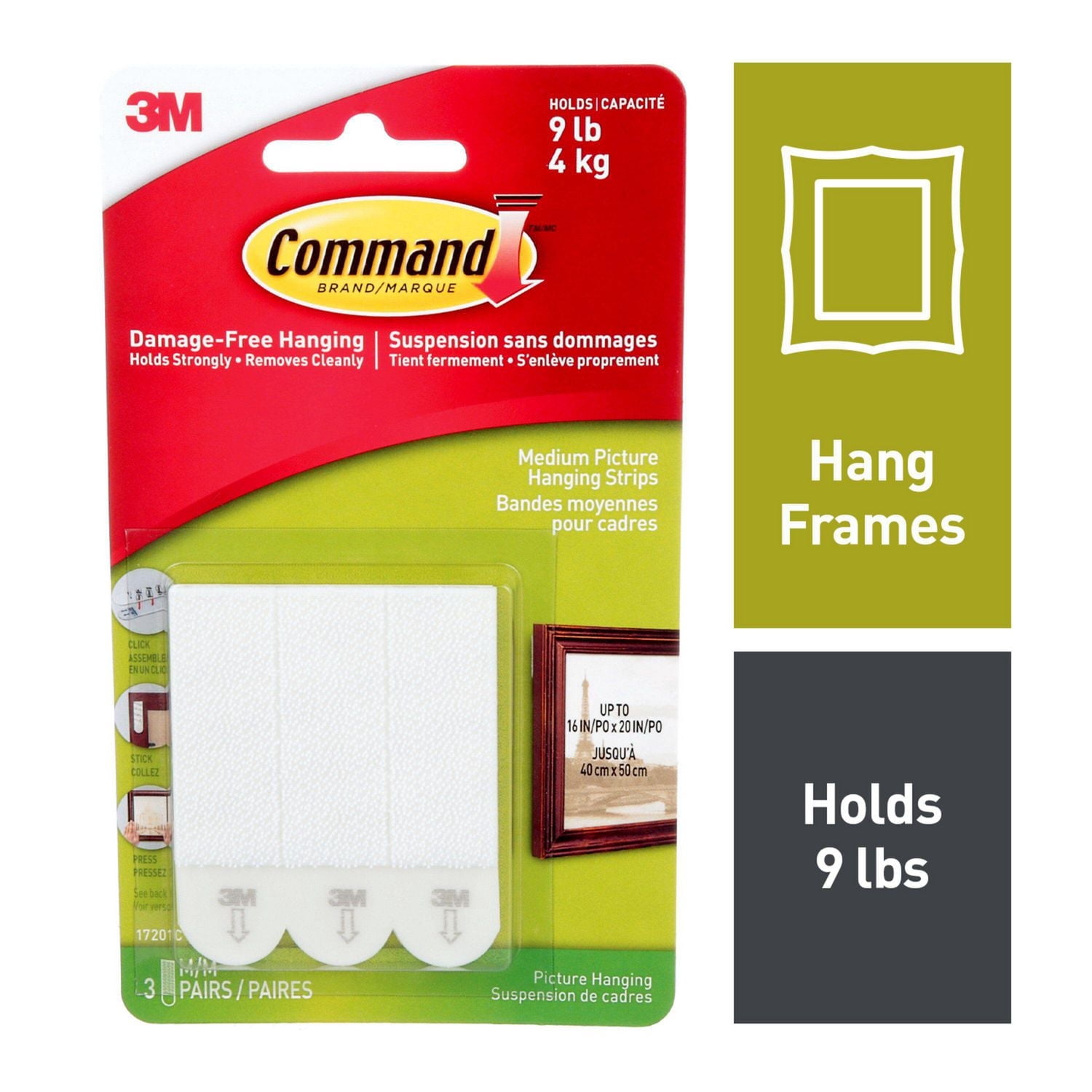 Command™ Picture Hanging Strip 17201C, White, Medium