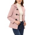 thumbnail image 4 of INSPIRE CHIC Women's Toggle Duffle Coat Zipper Front Solid Cropped Hooded Anorak M Pink, 4 of 6