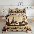 thumbnail image 2 of Wolf King Bedding Set,Rustic Farmhouse Cabin Comforter Set for Kids Teens Adult,Rural Elk Deer Moose Wild Animals Duvet Insert,Vintage Hunting Theme Tree Jungle Quilt Comforter 3 Pcs, 2 of 6