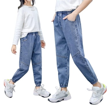GDREDA Girls Jeans New Spring And Autumn Small And Medium Children Fashion Long Pants Soft Stretch Pants Girl’s Pants