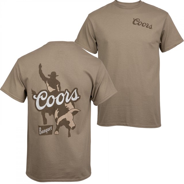 Coors T-Shirt à Imprimé avant et Arrière de Rodéo de Banquet avec Cavalier de Taureau - Très Grand