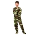 thumbnail image 1 of Big Feet Pjs Kids Green Camo Fleece Boys Footed Pajamas One Piece Sleeper, 1 of 2