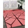 thumbnail image 3 of Ahgly Company Tapis d'Intérieur Ronds Transitionnels Rouges Lavables à la Machine, 8 Pieds Rond, 3 of 7