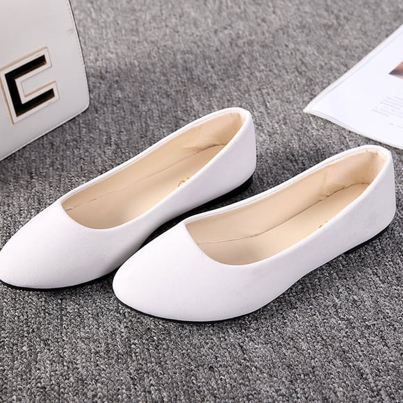 Bmisegm Women Girls Solid Big Size Slip on Flat Shallow Comfort Casual Single ShoesCasual Shoes for Women White 38