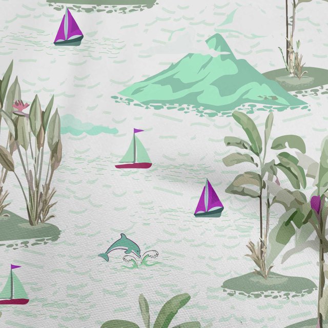 oneOone Velvet Sea Green Fabric Tropical Beach Craft Projects Decor Fabric Printed By The Yard 58 Inch Wide