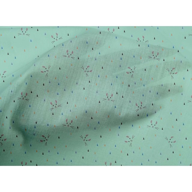 oneOone Cotton Poplin Fabric Triangle & Cat Face Animal Print Sewing Fabric BTY 56 Inch Wide
