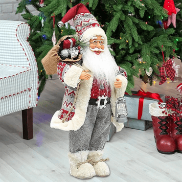 Santa Claus Figurines Santa Claus Doll Standing Santa Claus Figurine with Bag 18 Inches Holiday Decoration Santa Claus