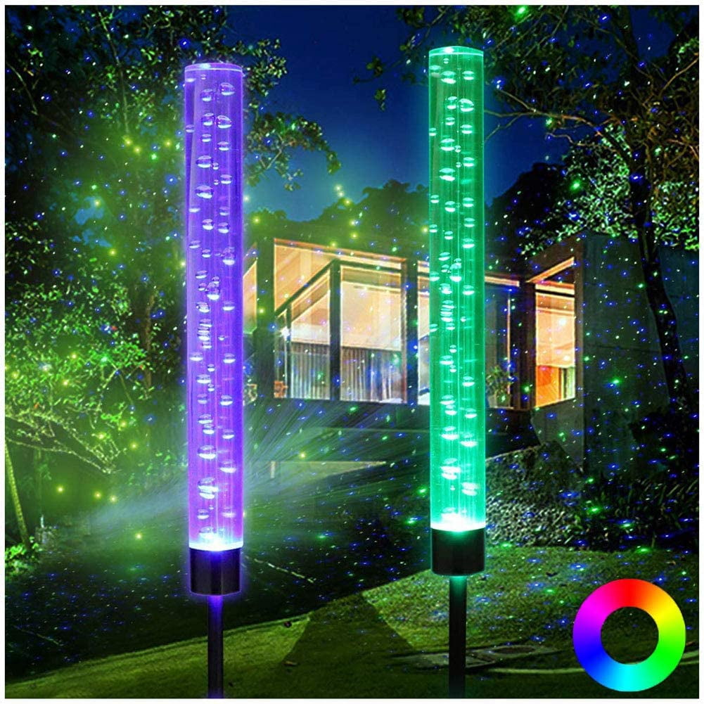 2pcs Garden Solar Lights Outdoor Solar Acrylic Bubble RGB Color Changing Solar Powered Garden Stake Lights for Garden Patio Backyard Pathway Decoration