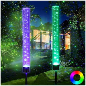 2pcs Jardin Solar Lights Outdoor Solar Acrylic Bubble RGB Changement de couleur Solar Powered Garden Lights pour Garden Patio Backyard Pathway Décoration