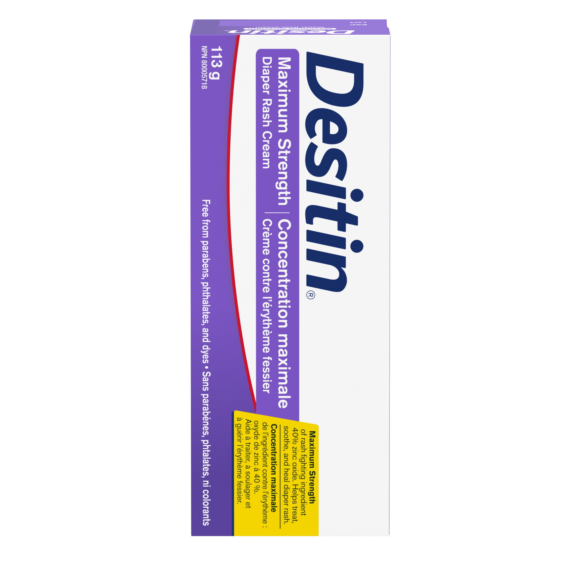Desitin Maximum Strength Baby Diaper Rash Cream, 40% Zinc Oxide to Help Treat, Heal, and Prevent Diaper Rash, Hypoallergenic, Phthalate- & Paraben-Free Paste, 113 g