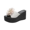 thumbnail image 2 of LSLJS Sandales Femmes Décontractées à Bout Ouvert Talons Hauts Épais Wedge Chaussures Fleurs Exquises Pantoufles, 2 of 5