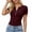 Wine, variant on cfhntfmh Henley Shirts for Women Summer Short Sleeve Tops V Neck Basic Tees Fitted Ribbed Button up Beach Vacation Shirts