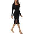thumbnail image 4 of INSPIRE CHIC Women's Square Neck Long Sleeve Slim Fit Ribbed Knit Bodycon Midi Sweater Dress, 4 of 6