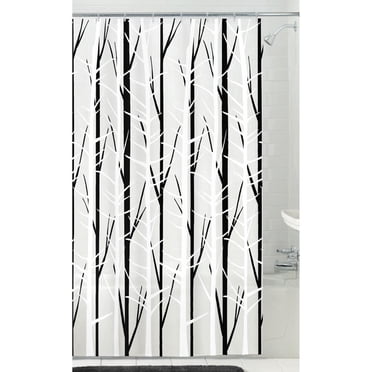Mainstays Waterproof PEVA Woodland Shower Curtain or Liner, 70” x 72”, Black and White