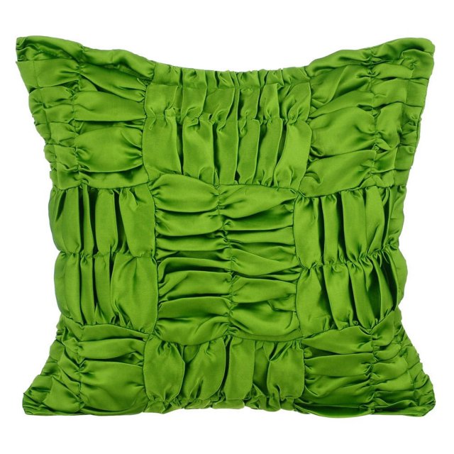 Housse de Coussin, Housse de Coussin 22x22 Pouces (55x55 cm) Vert, Housse de Coussin Vert Trèfle, Housse de Coussin Froncée Patchwork, Housse de Coussin Carrée en Satin, Patchwork - Vert Trèfle de Rêve