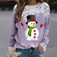 thumbnail image 2 of Femmes Pulls- Pull- Épaule Drop Col Rond Manches Longues Noël Tricot Sweat-Shirts Floraux Décontractés Tops pour Automne/printemps/hiver Rouge L, 2 of 7
