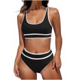 thumbnail image 1 of FAIWAD Womens 2 Piece Swimsuits Sports Color Block Bikini Sets Removable Bra Pad Full Coverage Bathing Suits for Girls, 1 of 5