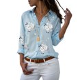 thumbnail image 1 of pitrice Women Lapel Long Sleeve Blouse Girls Floral Pattern Loose Style Tops Shirt, 1 of 6