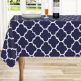 thumbnail image 1 of Nappe Rectangulaire Imperméable et Résistante aux Taches, Motif Marocain, Bleu Marine et Blanc, 60"x102 Pouces, Idéale pour les Repas à l'Intérieur/à l'Extérieur, les Pique-Niques et les Fêtes, 1 of 6
