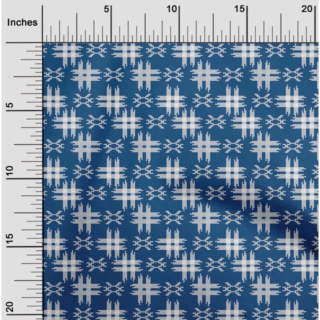 oneOone Polyester Lycra Fabric Check Kasuri Print Fabric BTY 56 Inch Wide