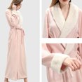 thumbnail image 4 of WZXFASHION Womens Fleece Robe Soft Plush Bathrobe Fluffy Cute Long Coat Night Robe WomenRobes Pink L, 4 of 5