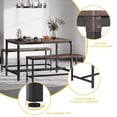 thumbnail image 3 of HOMOOI Dining Table Set with 2 Benches, 3-Piece Kitchen Table Set for 4 with Ergonomic Footrests, Riveted Metal Decor and Spliced Woodgrain Top, 47.2" W x 29.5" D x 29.5" H, 3 of 7